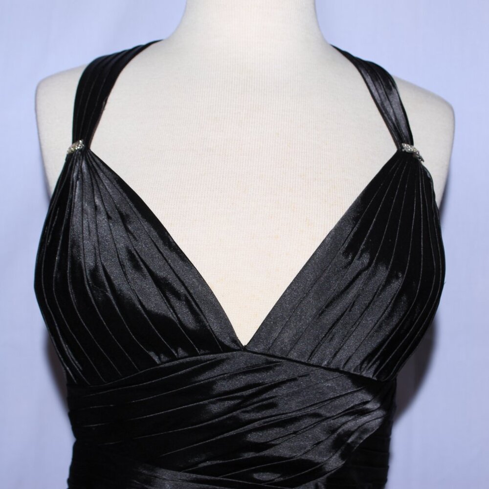 MayQueen #457 Long Satin Formal Prom or Evening Gown-Sizes 16-BLACK-NEW - Picture 6 of 7